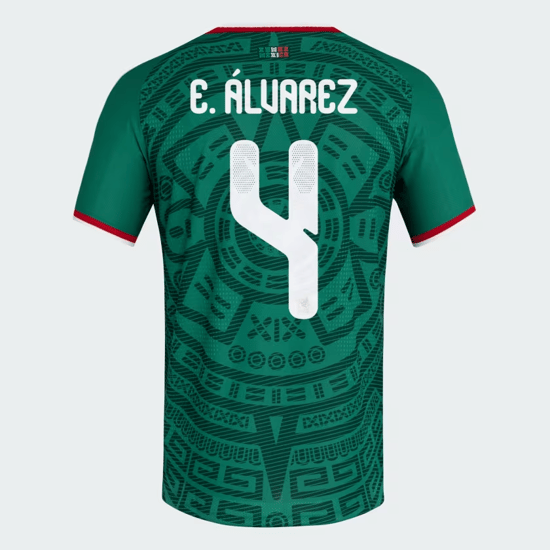 Herren Mexiko 2026 Heim Authentisches WM-Trikot E. ÁLVAREZ #4
