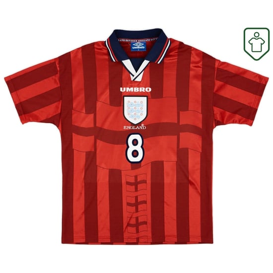 Männer England 1997/99 Auswärts Retro Shirt Gascoigne #8