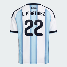 Kinder Argentinien 2026 Heim Authentisches WM-Trikot L. MARTÍNEZ #22